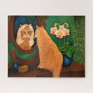 Quebra-cabeça Laranja Tabby Cat e Mirror