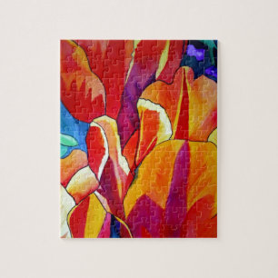 Quebra-cabeça Laranja Tulipas aquarela pintura floral