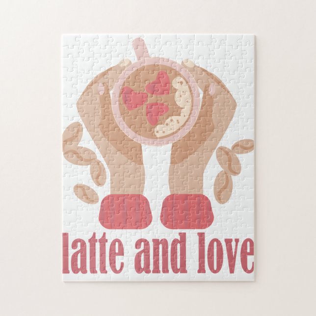 Quebra-cabeça Latite e xícara de amor, mãos e café (Vertical)