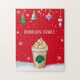 Quebra-cabeça Latte de Natal com Nome de Ornamentação Vintage