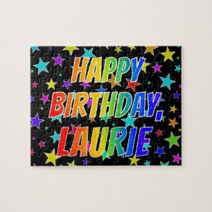 Quebra-cabeça "LAURIE" Primeiro Nome, Diversão "FELIZ ANIVERSÁ