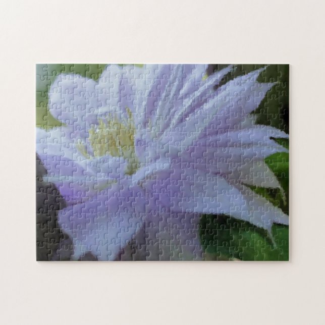Quebra-cabeça Lavanda Clematis Flower Art Photo Painting (Horizontal)