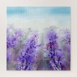 Quebra-cabeça Lavanda da Proveniência: Campo de Aquarela Vintage