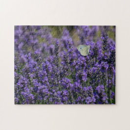 Quebra-cabeça Lavanda Flores Roxas Campo Com Borboleta