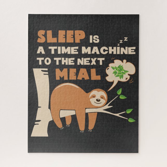 Quebra-cabeça Lazybone Sloth que adora comer e deliciosa comida (Vertical)