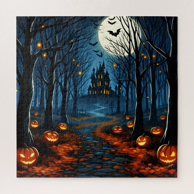 Quebra-cabeça Le chemin de la forêt hantée- Halloween (Vertical)