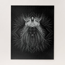 Quebra-cabeça Leão com Monograma Coroa Preto