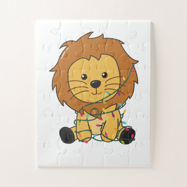 Quebra-cabeça Leão de Natal Neve Animais de inverno Leões (Vertical)