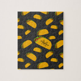 Quebra-cabeça Legal e divertido padrão do taco yummy Monograma