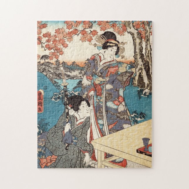 Quebra-cabeça Legal pergaminho ukiyo-e geisha (Vertical)