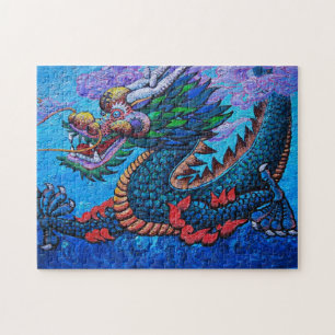 Quebra-cabeça Legal pintura de óleo de dragão colorido