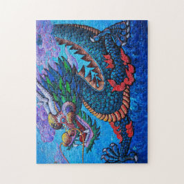 Quebra-cabeça Legal pintura de óleo de dragão colorido