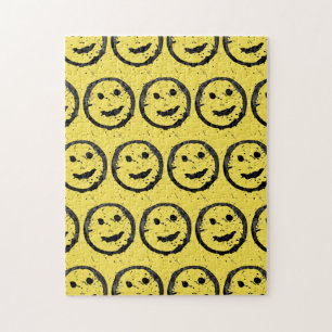 Quebra-cabeça Legal Sleep Happy Smiling padrão facial amarelo