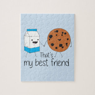 Quebra-cabeça Leite e Cookies Melhores Amigos BFF Amizade Arte