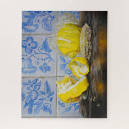 Quebra-cabeça Lemons and Azulejos — Classic Blue & Yellow Still 