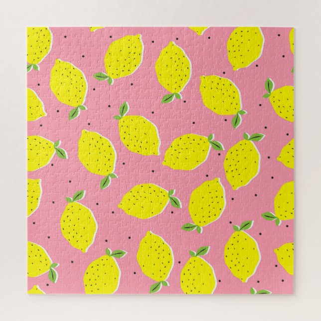 Quebra-cabeça Lêmons caóticos cor-de-rosa Polka: Padrão Citrus (Vertical)
