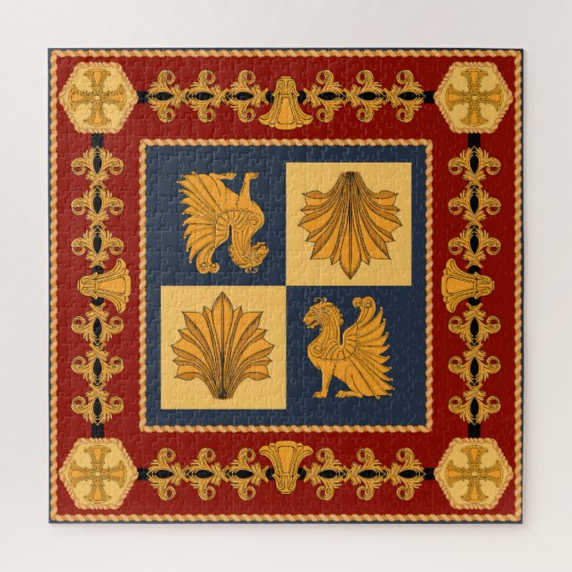 Quebra-cabeça Leões ouros: Art Nouveau cachecol design (Vertical)