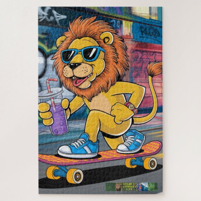 Quebra-cabeça León Mark, no skate. (Vertical)