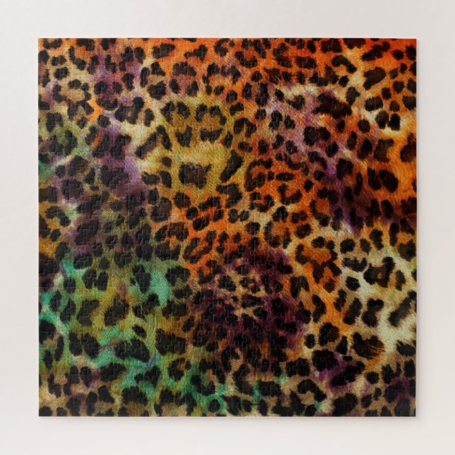 Quebra-cabeça Leopardo Colorido: Textura de Abstrato (Vertical)
