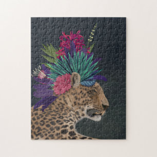 Quebra-cabeça Leopardo com cabeça tropical