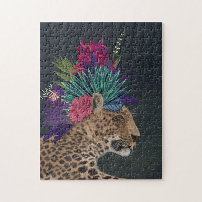 Quebra-cabeça Leopardo com cabeça tropical (Vertical)