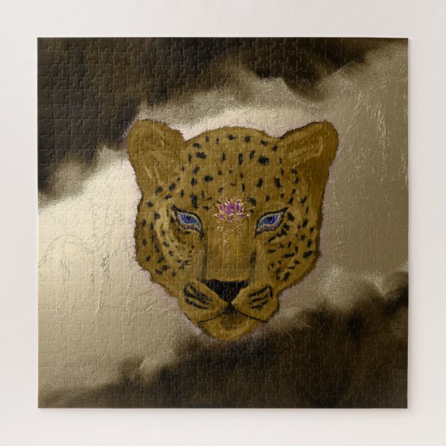 Quebra-cabeça Leopardo com Geodo Marrom (Vertical)