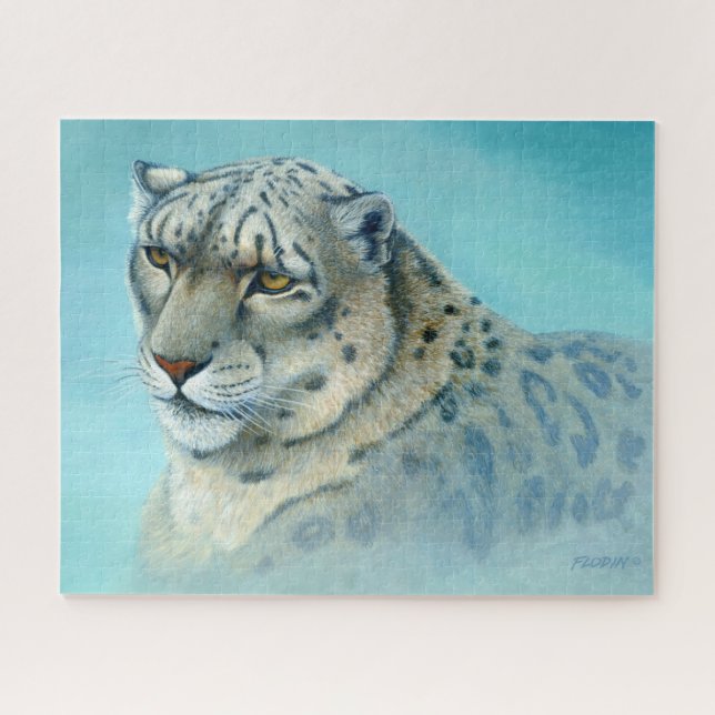 Quebra-cabeça Leopardo-da-neve, Pintura acrílica (Horizontal)