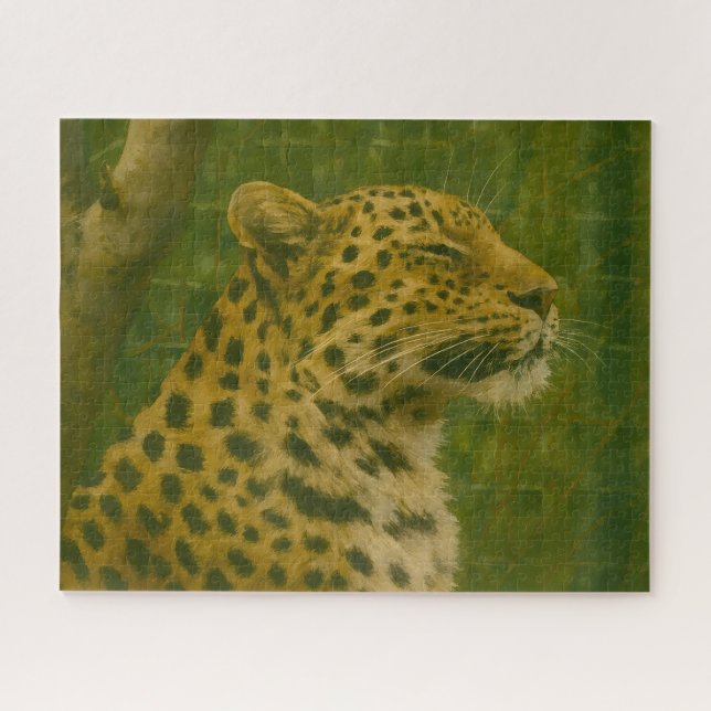 Quebra-cabeça Leopardo em repouso na configuração de santuário (Horizontal)
