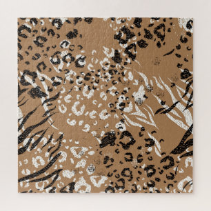 Quebra-cabeça Leopardo moderno: padrão natural selvagem.