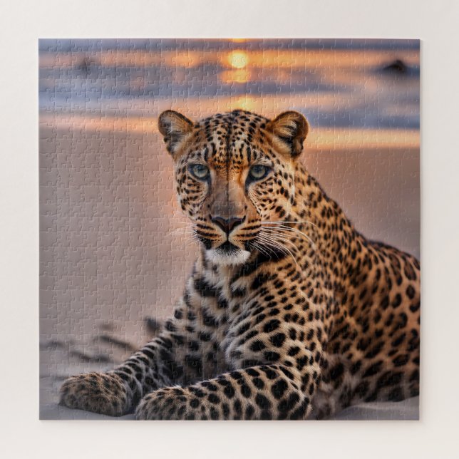 Quebra-cabeça Leopardo na praia (Vertical)