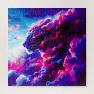 Quebra-cabeça Leopardo Neon Cósmico Futurista