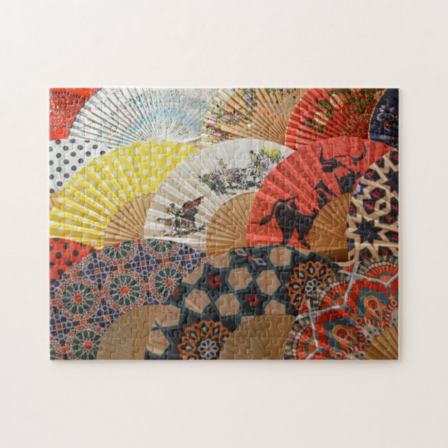 Quebra-cabeça Leque de Dança Flamenca Espanhola Colorida Jigsaw  (Horizontal)