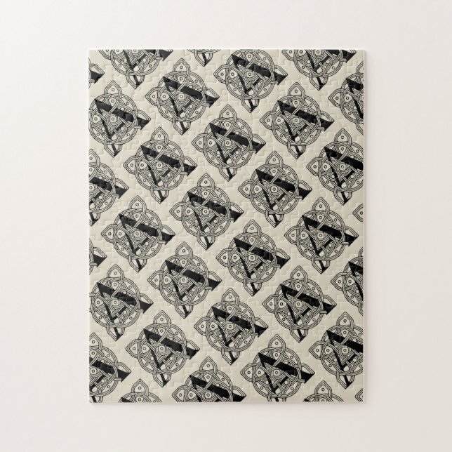 Quebra-cabeça Letra A Vintage Celtic Knot Monograma (Vertical)