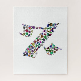 Quebra-cabeça Letra Hebraica ALEF feita com Pedras Preciosas