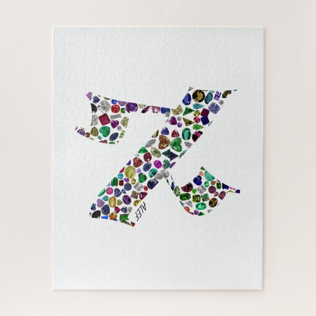 Quebra-cabeça Letra Hebraica ALEF feita com Pedras Preciosas (Vertical)