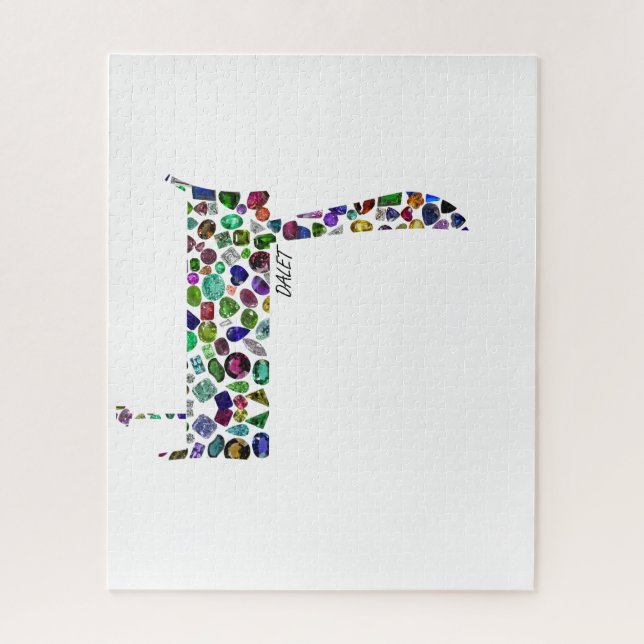 Quebra-cabeça Letra Hebraica DALET feita com Gemstones (Vertical)