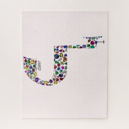 Quebra-cabeça Letra hebraica "LAMED" feita com pedras Preciosos