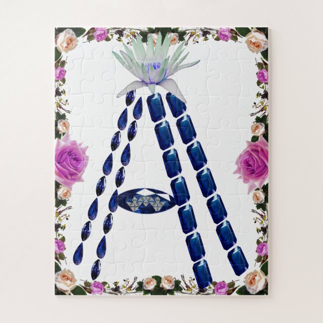 Quebra-cabeça Letra Inicial A, Monograma Moderno Na moda Trendên (Vertical)