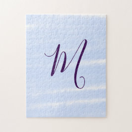 Quebra-cabeça Letra inicial monograma nome aquarela pastel roxo 
