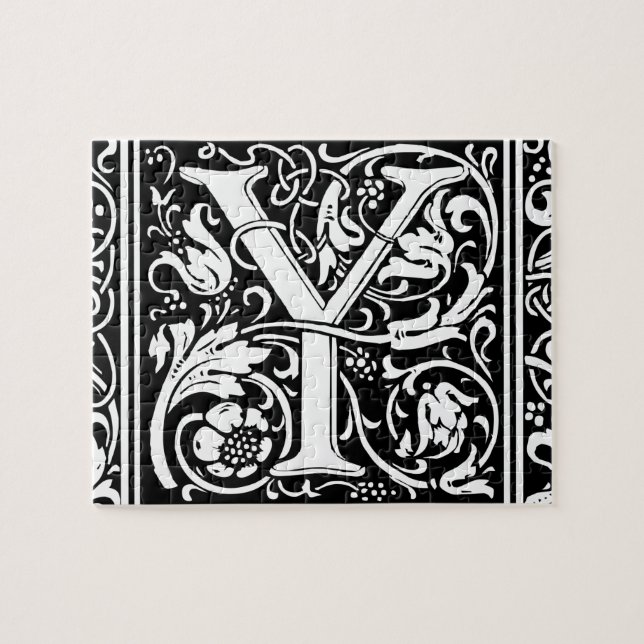 Quebra-cabeça Letra Y Monograma Medieval Arte Nova (Horizontal)