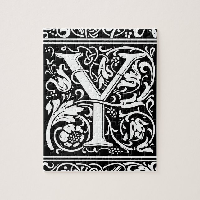 Quebra-cabeça Letra Y Monograma Medieval Arte Nova (Vertical)
