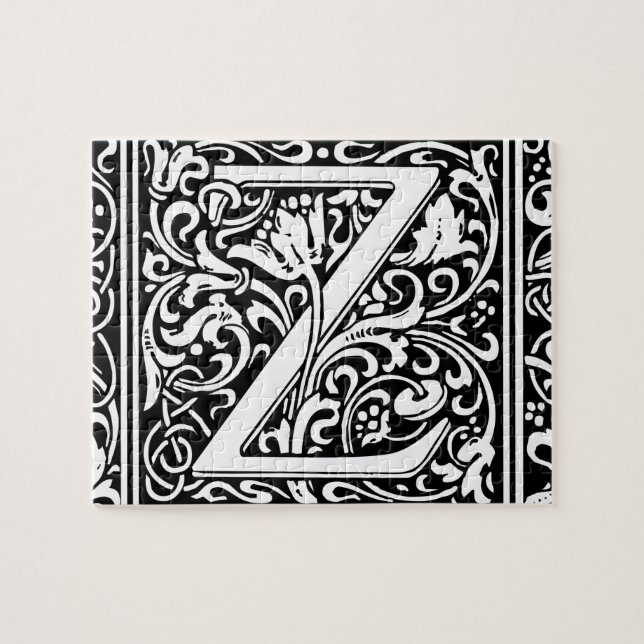 Quebra-cabeça Letra Z Monograma Medieval Arte Nova (Horizontal)