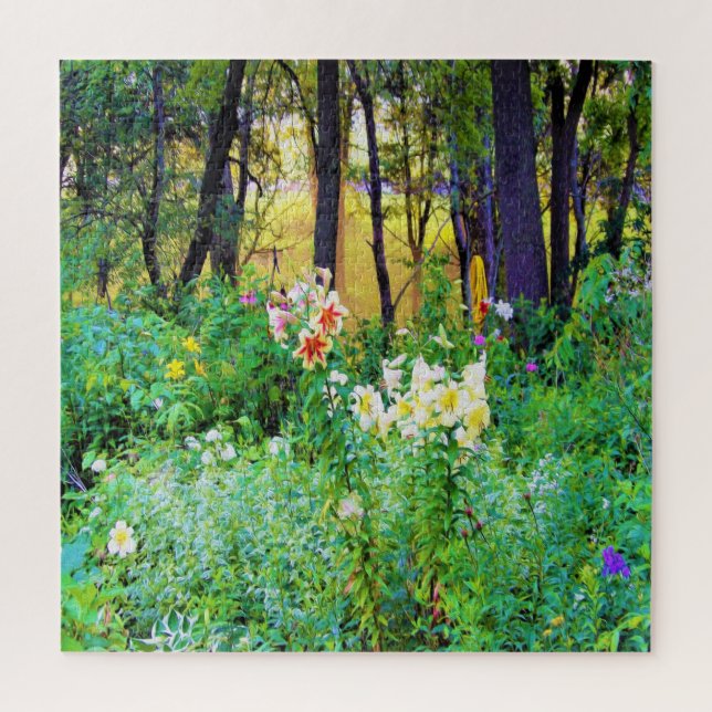 Quebra-cabeça Levantamento do Sol Brilhante com Lírios de Árvore (Vertical)