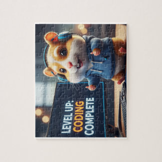 Quebra-cabeça Level Up Coding Complete – Cute Gamer Hamster Prog