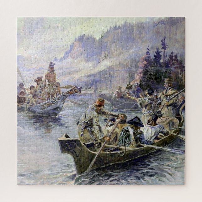 Quebra-cabeça “Lewis e Clark” por Charles M Russell (Vertical)