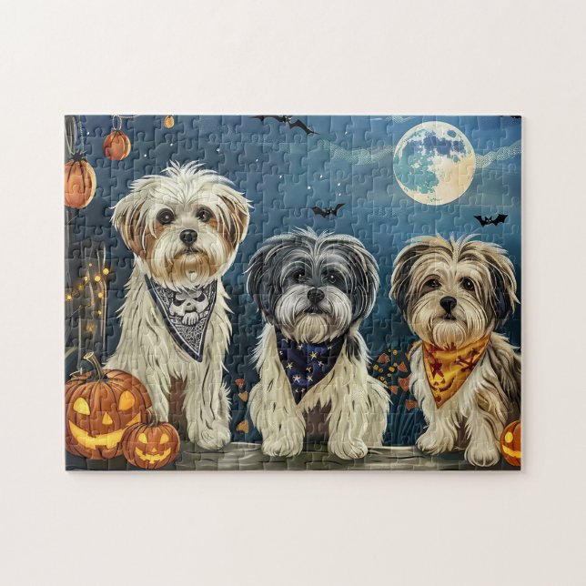 Quebra-cabeça Lhasa Apso Halloween Spooky (Horizontal)