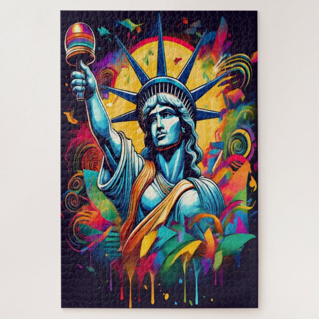 Quebra-cabeça Liberty Rising – Uma Ousada Homenagem Moderna à Li (Vertical)