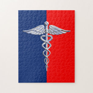 Quebra-cabeça Liga do Símbolo Médico do Caduceu de Prata