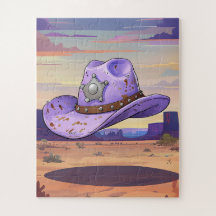 Light Purple Cowgirl Hat Floating In Desert