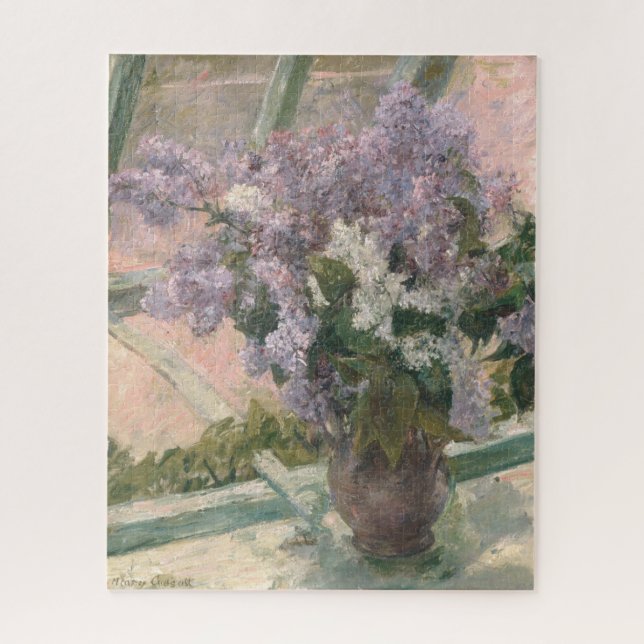 Quebra-cabeça Lilacs em Window por Mary Cassatt American Painter (Vertical)